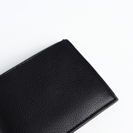 Male purse without fastening, department for cards, coins, black color-3