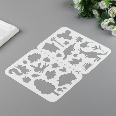 Stencil plastic "Little stories about forest animals and their Australian friends" 21x32 cm-1