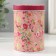Casket Metal cylinder "Flowers on pink" 7.5x7.5x11 cm