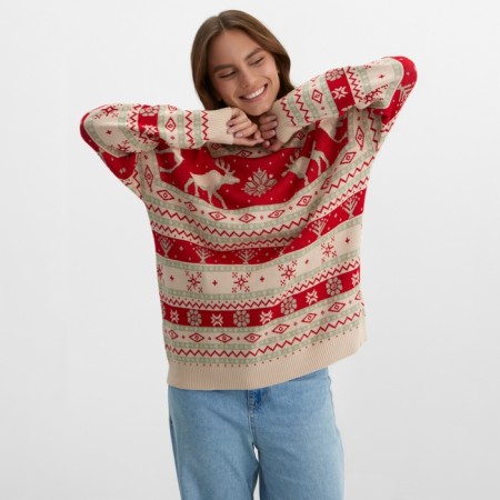 New Year. Knitted jumper KAFTAN Scandinavia size 44, red-7