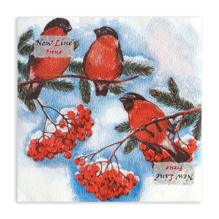Paper Napkins Fresco, 33x33 cm, 2 layers, 20 pcs, with a pattern "Bullfinchi"-1