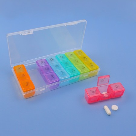 Airman - Organizer "Week", removable cells, morning/day/evening, 17.4 × 8.2 × 2.5 cm, 7 containers of 3 sections, multi -colored-2