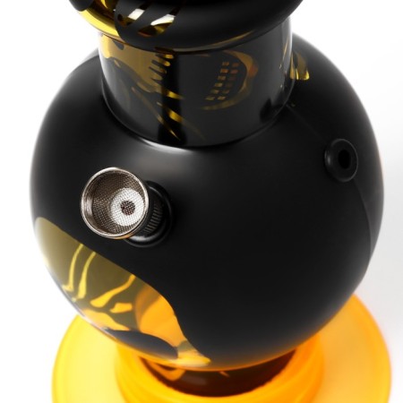 Bong, H-32 cm, "golden skulls", acrylic, yellow-1