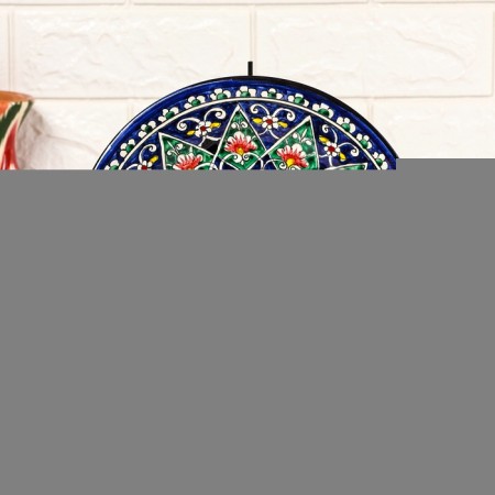 Plate of the Rishtan ceramics "Flowers", D = 25 cm, ceramics, blue-1