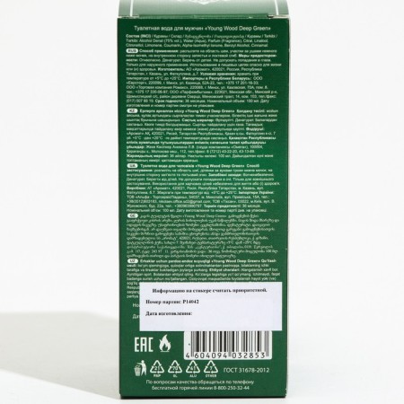 Men's toilet water Young Wood "Deep Green", 100 ml-4