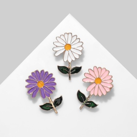 Brooch "Flower" chamomile (indivisible packing 12 pcs., Sting on the pcs.), Mix color-1