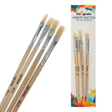 A set of brushes, bristles, flat, 4 pieces: No. 1, 2, 3, 4, with wooden handles, on a blister