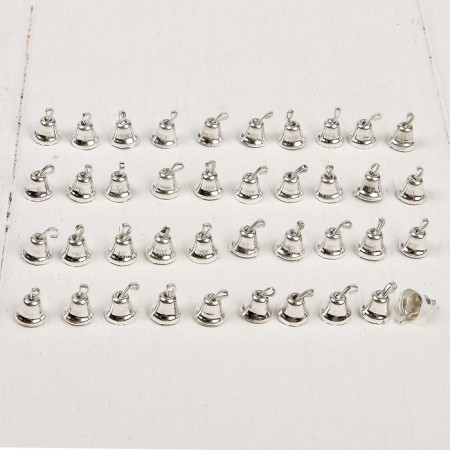 Bell for needlework, set 40 pcs., Size 1 pc. - 0.6 cm, silver color-1