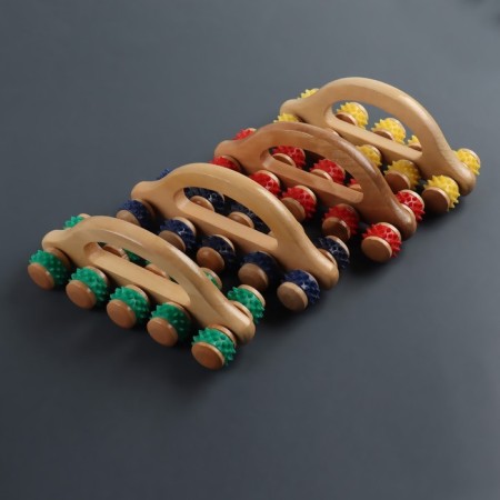 Massage with spikes "Caterpillar", 18 × 6 × 7 cm, universal, with a pen, 10 wheels, color mix-6