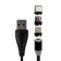 Magnetic cable 3 in 1, microUSB/type -C/Lightning - USB, without data transfer, 1 meter, black