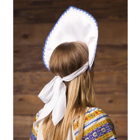 Kokoshnik "Flowers", White Atlas-1
