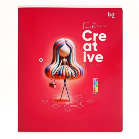 A notebook of 60 sheets, in a cage, on the bracket, fashion Creative, cover coated cardboard, glossy lamination, mix-6