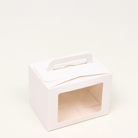 The box is folding, with a window and a handle, white, 10 x 14 x 10 cm-1