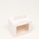 The box is folding, with a window and a handle, white, 10 x 14 x 10 cm