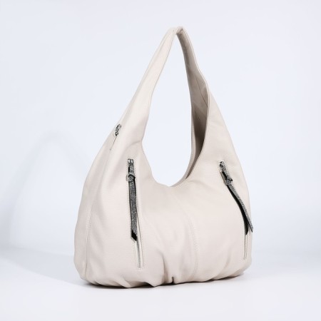 Load bag with a zipper, 3 outer pockets, milk color-2