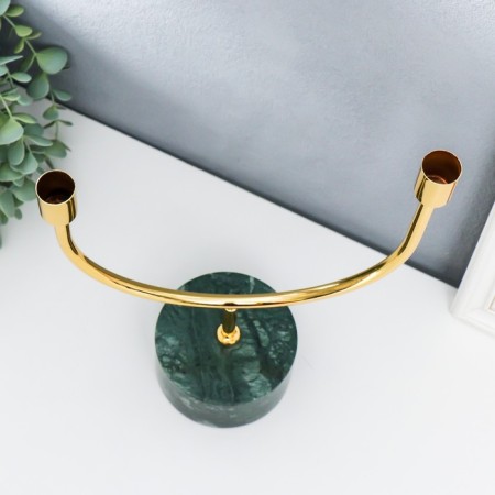 Summary marble, metal for 2 candles "malachite. Bends" 30x23 cm-2