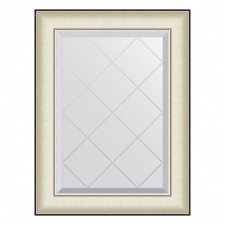 EvoForm mirror in a baguette frame, with an engraving, 78 mm, 54x72 cm, white skin with chromium