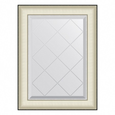 EvoForm mirror in a baguette frame, with an engraving, 78 mm, 54x72 cm, white skin with chromium