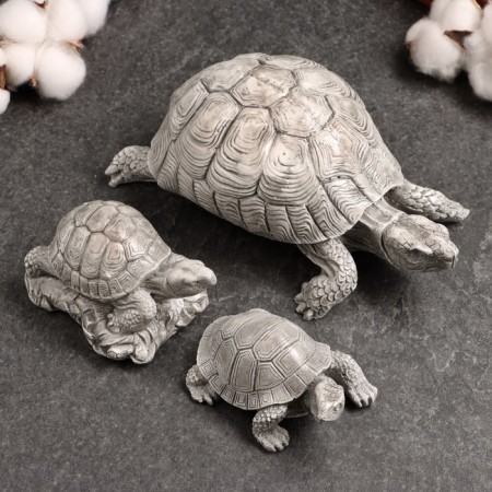 Set of figures "Three Turtles" 8x6x6cm, Gray Stone-1