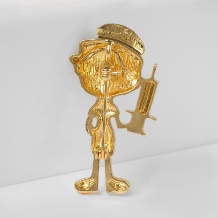 Brooch "nurse" with an injection, colored in gold-1