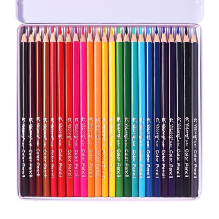 Pencils 24 colors, in metal pencil case, triangular, wooden, landscape mix-6