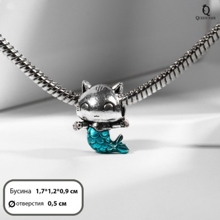 Talisman "cat" mermaid, sea color in black silver
