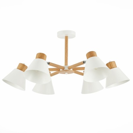 Ceiling EVOLUCE lamp. Sle103702-06. BUVE. 6x60 watts, E27, 73.5x73.5x37 cm, color light wood, white-5