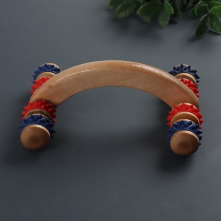 Wooden massage, 15 × 10.5 × 5 cm, 8 wheels, color mix-4