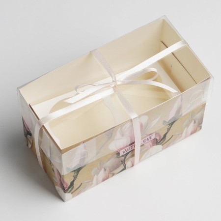 Capcake box, confectionery packaging, 2 cells "Magnolia", 16 x 8 x 10 cm-2
