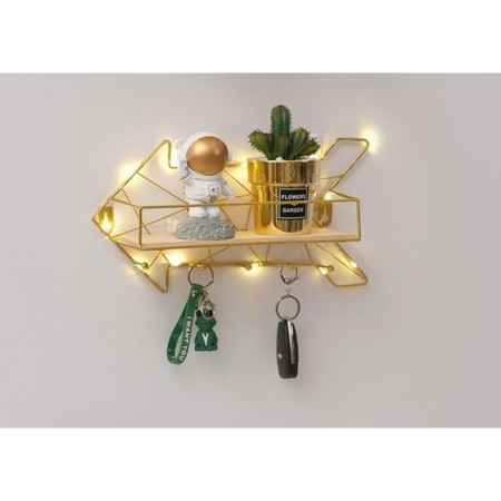 Wall hanger with a shelf "arrow", with backlight, 5 hooks, gold-5