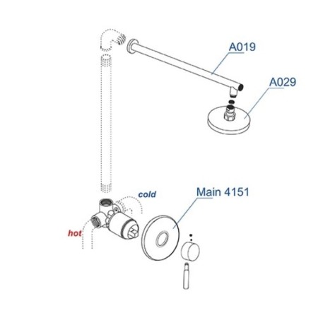 The shower system waserkraft a12429, built -in, tropical shower, chrome-2