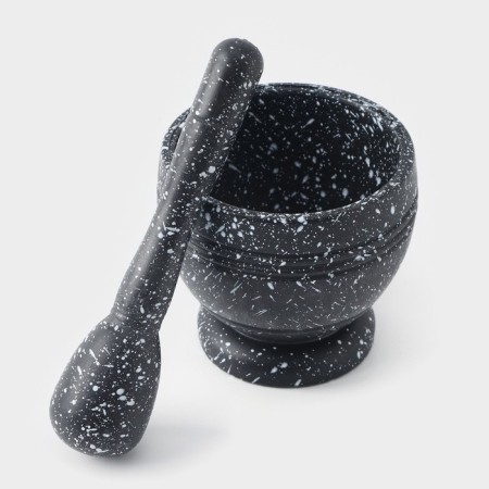 Stupa with pestle of the share "black marble", plastic, diameter 10 cm-2