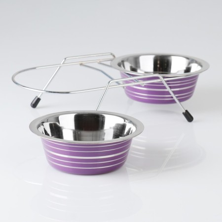 A set of 2 colored bowls on a stand, 2 x 350 ml-4