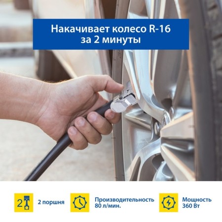 Car compressor Hoodyear Gy-80L, 80 l/min, binopovy, power supply from the battery-5