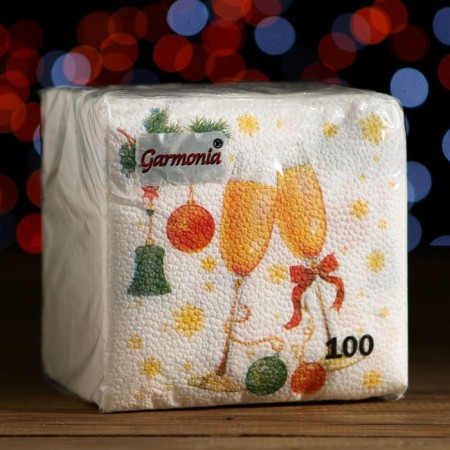 New Year's napkins Paper Harmony Multicoline "Champagne", 24*24 cm 100 sheets-3