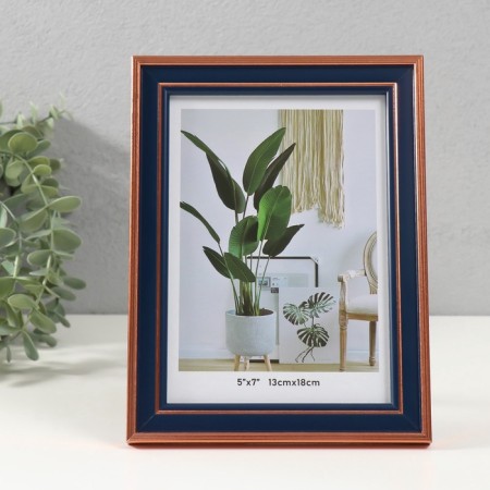 Photo frame plastic 13x18 cm "Dark blue with copper stroke" 1.4x16.2x21.2 cm-1