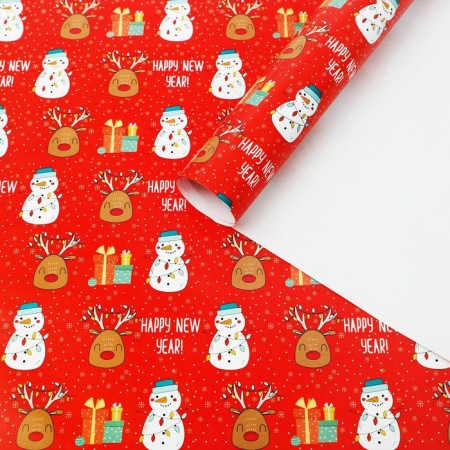 Glossy packaging paper "Happy New Year", 70 x 100 cm, New Year