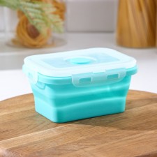 A folding container with a lid of the Kostya shares, 400 ml, 12.5 × 9 × 6.4 cm, the color is turquoise