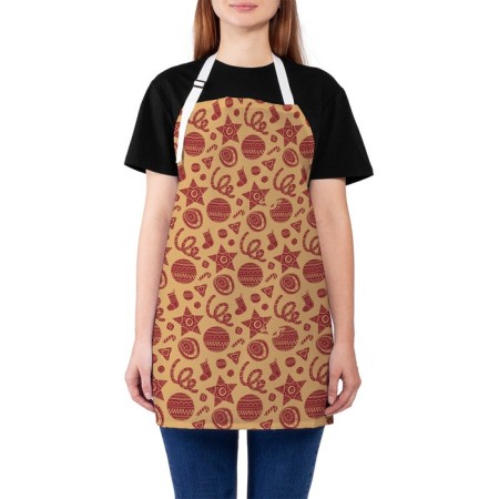 Apron of a kitchen with a photo print "Folk jewelry", adjustable, size OS