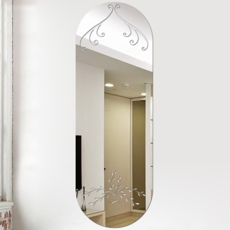 Wall mirror, interior, mirror stickers, decor on the wall, panel 45 x 15 cm