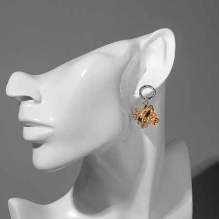 Earrings Metal "Eucky" melting, silver-golden color-2
