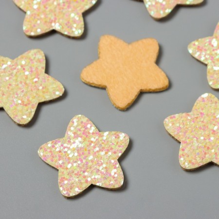 Decor for the creativity of the felt shine "Star" yellow 3x3 cm