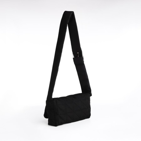 Women's bag quilted on the shoulder, lightning department, 25x14x6 cm, black color-2