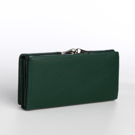Women's wallet on magnet, green color-1