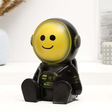Cosmonaut Piggy bank Black with yellow, 20cm-1