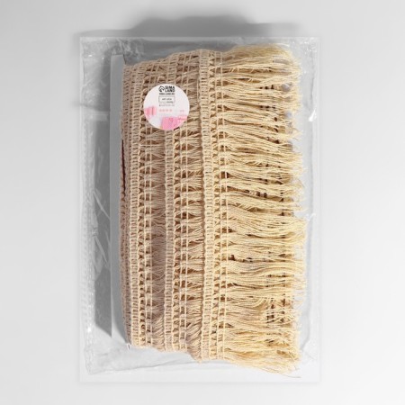 Decorative braid "Furger", 65 mm, 10 ± 1 m, beige color-2