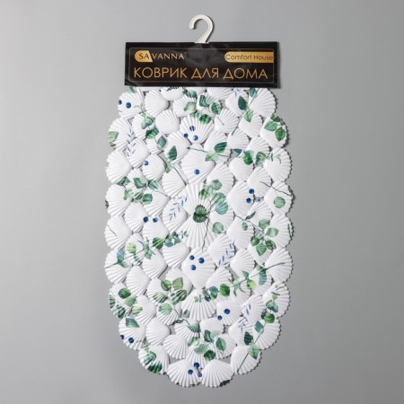 Rug anti -slip spa in a bathtub on the suction Savanna "Eucalypt", 37 × 68 cm, white color-3