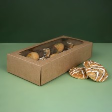 Self -charged box, with a window, craft, brown 16 x 35 x 12 cm