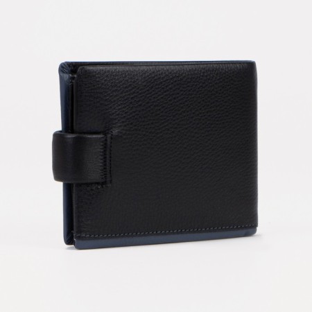 Male purse on a button, for bills, for cards, for coins, black color-1