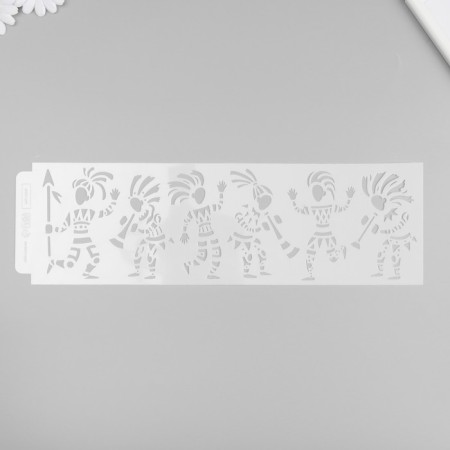Tencil of border plastic "Aborigines" 40x12 cm-3